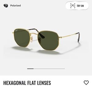 Ray-Ban Polarized Hexagonal Sunglasses with Gold Frame
